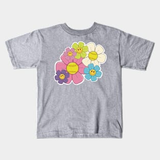 Groovy Softball Flowers Kids T-Shirt